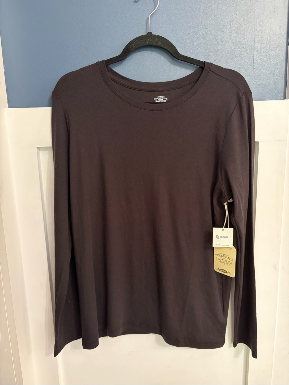 Telluride Women's Long Sleeve Crew Neck Tencel Shirt Black Onyx Size XL NWT